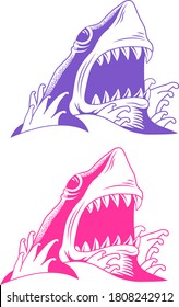 Color shark vector set illustration