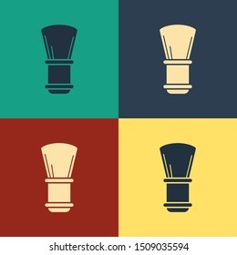 Color Shaving brush icon isolated on color background. Barbershop symbol. Vintage style drawing. Vector Illustration