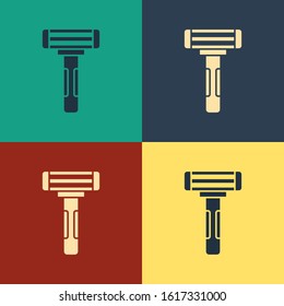 Color Shaving razor icon isolated on color background. Vintage style drawing. Vector Illustration