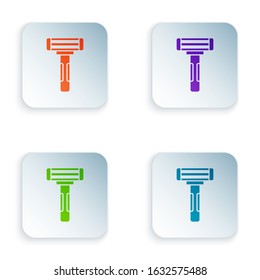 Color Shaving razor icon isolated on white background. Set icons in square buttons. Vector Illustration