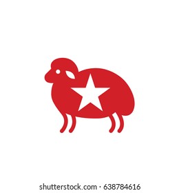 Color sheep stylized icon or sign template