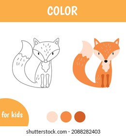 Color sheet for kids fox