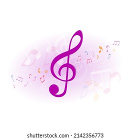 Color sheet of music notes. Color illustration of music notes