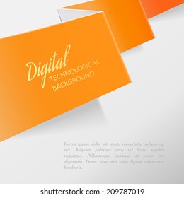 Color sheet of paper with folds and text for your design. Vector illustration.