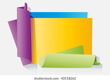 Color sheets of paper on a neutral background