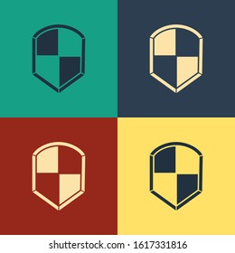 Color Shield icon isolated on color background. Guard sign. Security, safety, protection, privacy concept. Vintage style drawing. Vector Illustration