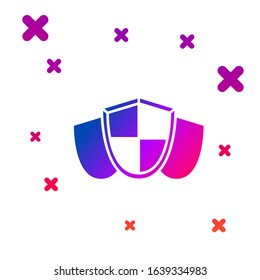 Color Shield icon isolated on white background. Guard sign. Security, safety, protection, privacy concept. Gradient random dynamic shapes. Vector Illustration