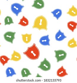 Color Shield with keyhole icon isolated seamless pattern on white background. Protection and security concept. Safety badge icon. Privacy banner. Defense tag. Vector.