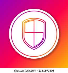 Color Shield line icon isolated on color background. Guard sign. Circle white button. Vector Illustration