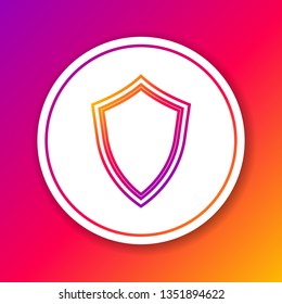 Color Shield line icon isolated on color background. Guard sign. Circle white button. Vector Illustration