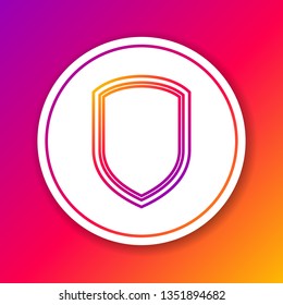 Color Shield line icon isolated on color background. Guard sign. Circle white button. Vector Illustration Color Shield line icon isolated on color background. Guard sign. Circle white button. Vector Illustration