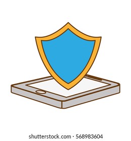 color shield smartphone hosting icon image, vecto illustration