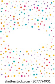 Color Shine Abstract Vector  White Background. Decoration Round Invitation. Carnaval Circle Banner. Rainbow Confetti Top Design.