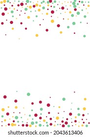 Color Shine Effect Vector White  Background. Celebration Circle Wallpaper. Invitation Confetti Background. Yellow Dot Vector Postcard.