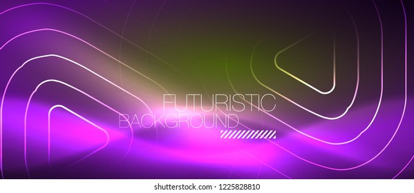 Color shiny neon lights background with abstract lines, magic energy concept