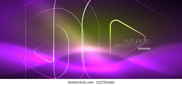 Color shiny neon lights background with abstract lines, magic energy concept