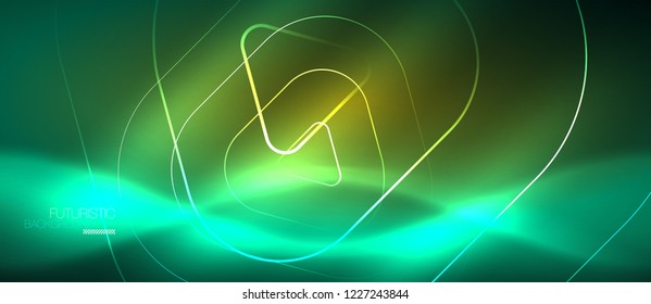 Color shiny neon lights background with abstract lines, magic energy concept