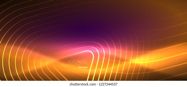 Color shiny neon lights background with abstract lines, magic energy concept