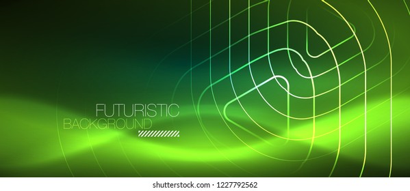 Color shiny neon lights background with abstract lines, magic energy concept