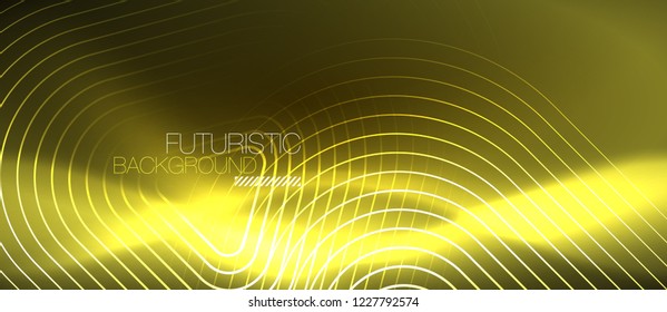 Color shiny neon lights background with abstract lines, magic energy concept