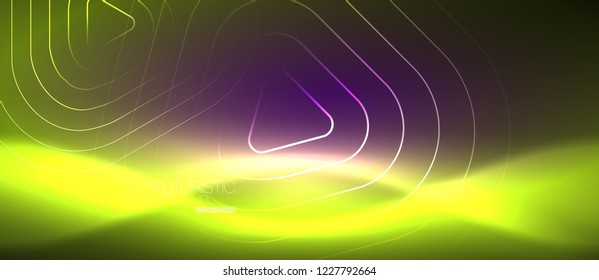 Color shiny neon lights background with abstract lines, magic energy concept