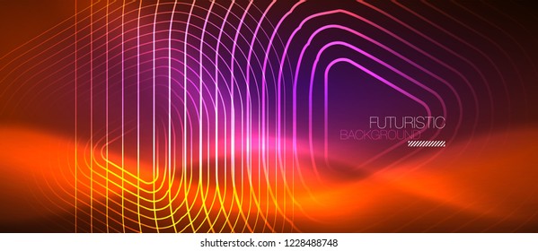Color shiny neon lights background with abstract lines, magic energy concept