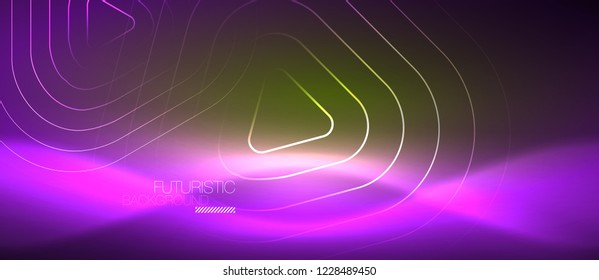 Color shiny neon lights background with abstract lines, magic energy concept