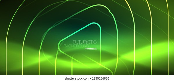 Color shiny neon lights background with abstract lines, magic energy concept