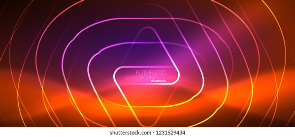 Color shiny neon lights background with abstract lines, magic energy concept