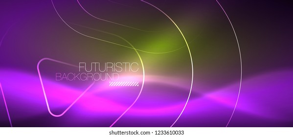 Color shiny neon lights background with abstract lines, magic energy concept