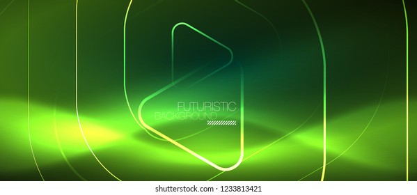 Color shiny neon lights background with abstract lines, magic energy concept