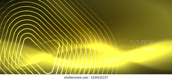 Color shiny neon lights background with abstract lines, magic energy concept