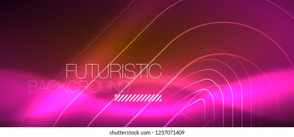 Color shiny neon lights background with abstract lines, magic energy concept