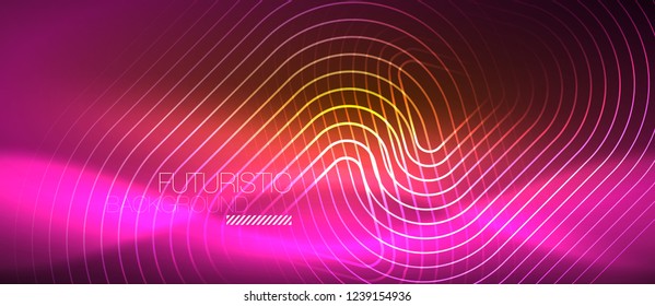 Color shiny neon lights background with abstract lines, magic energy concept