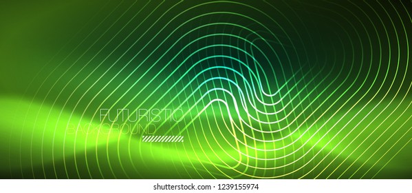 Color shiny neon lights background with abstract lines, magic energy concept