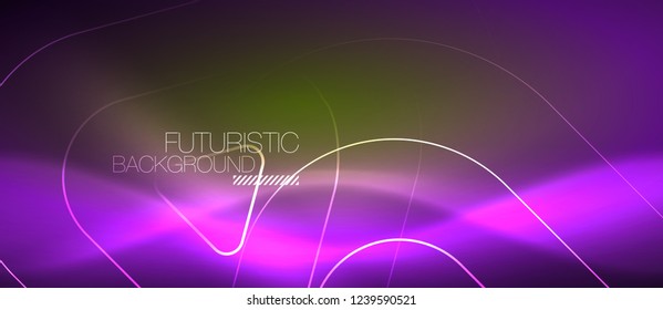Color shiny neon lights background with abstract lines, magic energy concept