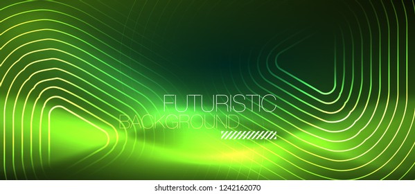 Color shiny neon lights background with abstract lines, magic energy concept