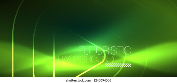 Color shiny neon lights background with abstract lines, magic energy concept