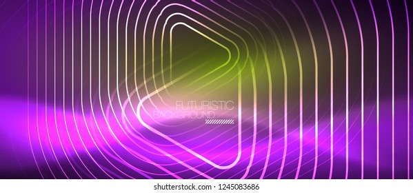 Color shiny neon lights background with abstract lines, magic energy concept