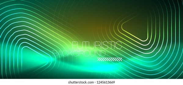 Color shiny neon lights background with abstract lines, magic energy concept