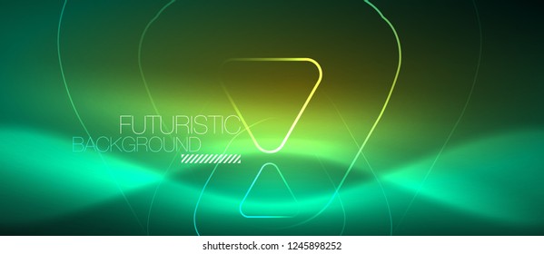 Color shiny neon lights background with abstract lines, magic energy concept