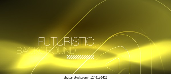 Color shiny neon lights background with abstract lines, magic energy concept
