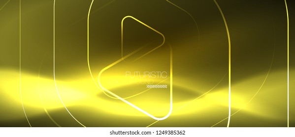 Color shiny neon lights background with abstract lines, magic energy concept