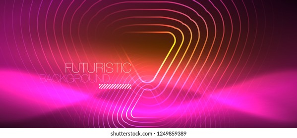 Color shiny neon lights background with abstract lines, magic energy concept