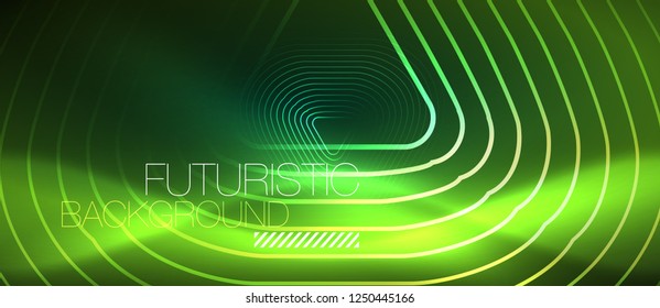 Color shiny neon lights background with abstract lines, magic energy concept