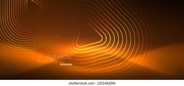 Color shiny neon lights background with abstract lines, magic energy concept