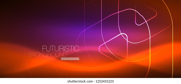 Color shiny neon lights background with abstract lines, magic energy concept