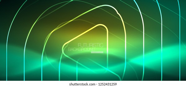 Color shiny neon lights background with abstract lines, magic energy concept