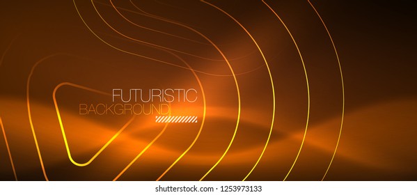 Color shiny neon lights background with abstract lines, magic energy concept