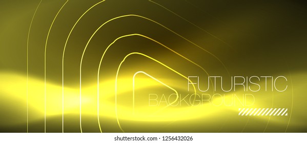 Color shiny neon lights background with abstract lines, magic energy concept